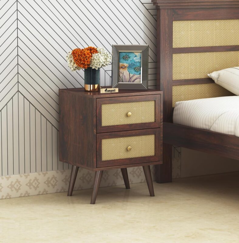 Sheesham Wood Bedside Table with Drawer Storage by Ganpati Arts