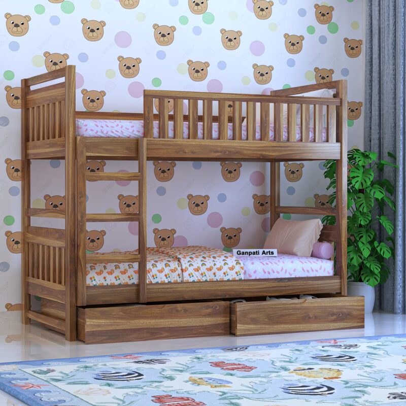 Sheesham Wood Bunk Beds with Storage by Ganpati Arts