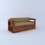 Sheesham Wood 3 Seater Italian Sofa Cum Bed with Storage & Side Pockets - Image 4