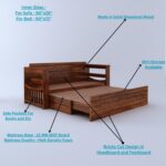 Sheesham Wood 3 Seater Italian Sofa Cum Bed with Storage & Side Pockets - Image 5