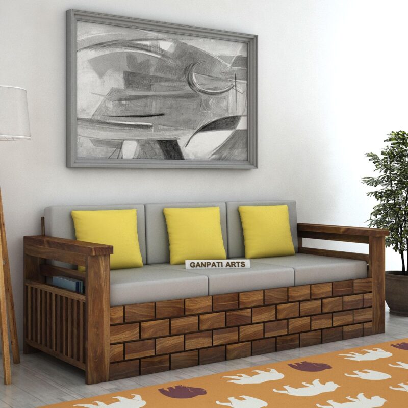 Premium Sheesham Wood 3 Seater Sofa for Living Room