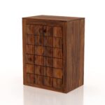 Premium Sheesham Wood Bedside Table with Storage Drawers Natural Finish - Image 3