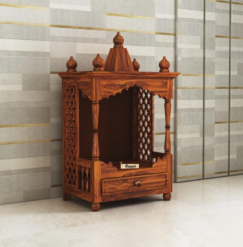 Solid Sheesham Wood Temple Mandir with Drawer by Ganpati Arts - Image 7