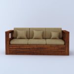 Solid Sheesham Wood Cherish 3 Seater Sofa Natural Brown - Image 5