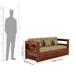 Solid Sheesham Wood Cherish 3 Seater Sofa Natural Brown - Image 6
