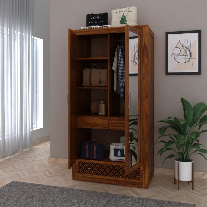 Wooden Wardrobe with Drawer in Solid Wood Modern Design Spacious - Image 6