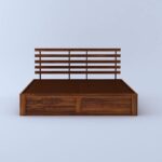Wooden Queen Size Bed in Solid Wood – Contemporary Design - Image 4