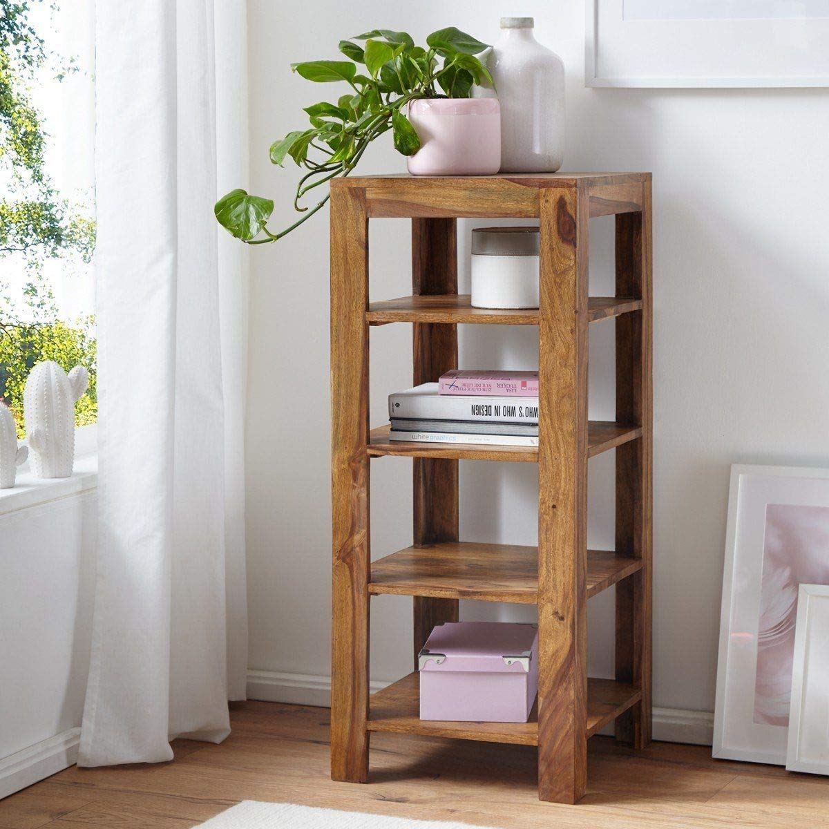 71DOU6m9yVL._SL1200_.jpg Ganpati Arts Sheesham Wood 4 Tier Book Shelf Rack for Study and Living Room - Image 1