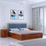Solid Sheesham Wood King Size Bed Hydraulic Storage - Image 2