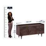 Ganpati Arts Sheesham Wood Sideboard Storage Cabinet with 3 Drawers and 2 Door for Living Room Home Office (Walnut Finish) - Image 2