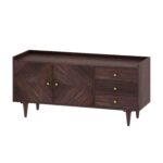 Ganpati Arts Sheesham Wood Sideboard Storage Cabinet with 3 Drawers and 2 Door for Living Room Home Office (Walnut Finish) - Image 3