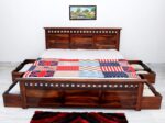 Ganpati Arts Sheesham Wood King Size Bed with 4 Drawer Storage | Natural Finish - Image 3