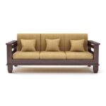 Ganpati Arts Solid Sheesham Wood 3 Seater Sofa For Living Room  (Walnut Finish) - Image 3