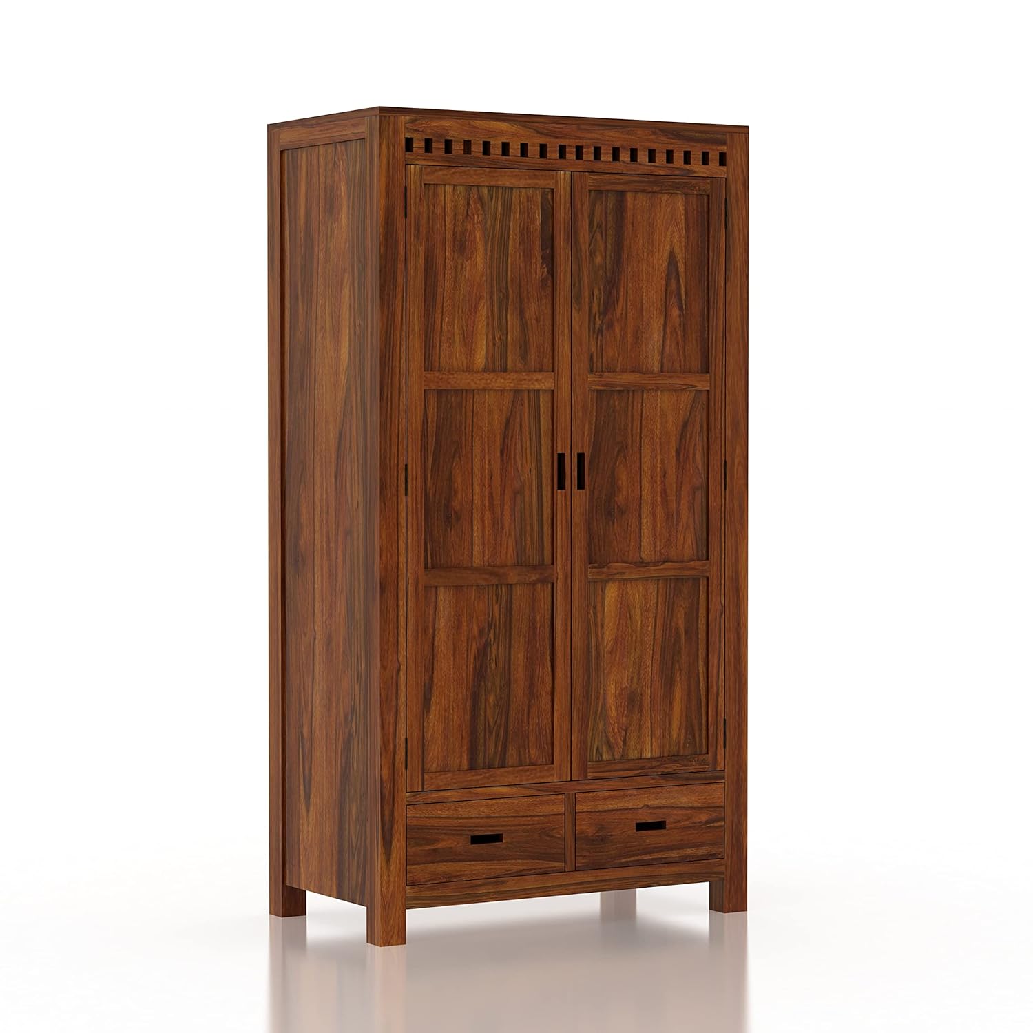 81clhEOr3vL._SL1500_.jpg Ganpati Arts Sheesham Wood Wardrobe with Drawer for Bedroom & Living Room Wooden Almirah - Image 1
