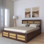 Ganpati Arts King Size Bed with Box Storage  (Walnut Finish)