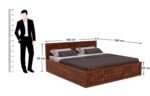Solid Sheesham Wood Queen Size Bed with Storage | Honey Finish - Image 2