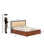 Solid Sheesham Wood Hynes King Size Bed with Hydraulic Box Storage and Upholstered Headboard - Image 2