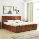Ganpati Arts Solid Sheesham Wood Scott King Size Bed with Hydraulic Storage Wooden Double Bed Palang for Bedroom - Natural Finish 1 Year Warranty - Image 3