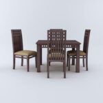 Ganpati Arts Armania Sheesham Wood 4 Seater Dining Table with Cushioned Chairs Wooden Furniture for Dining Room Home (Walnut Finish) 1 Year Warranty - Image 2