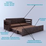 Ganpati Arts Solid Sheesham Wood 3 Seater Diamond Sofa Cum Bed with Storage and Side Pockets Wooden Sofa Bed for Home - (Walnut Finish) - Image 3