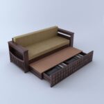 Ganpati Arts Solid Sheesham Wood 3 Seater Diamond Sofa Cum Bed with Storage and Side Pockets Wooden Sofa Bed for Home - (Walnut Finish) - Image 4