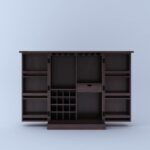 Ganpati Arts Sheesham Wood Bar Cabinet for Home Mini Bar Cabinet Solid Wooden Wine Storage Shelf Rack with Drawer and Glass Holder -Walnut Finish 1 Year Warranty - Image 4