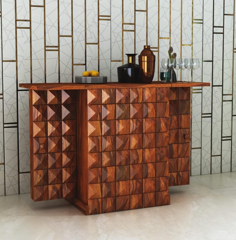 Ganpati Arts sheesham wood bar cabinet with storage