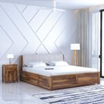 Ganpati Arts Solid Sheesham Wood King Size Boston Bed with Box Storage