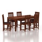 Ganpati Arts Solid Sheesham Wood 6 Seater Dining Table Set (Natural Finish) - Image 2