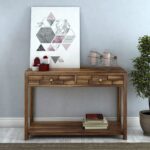 Ganpati Arts Sheesham Wood Console Table for Living Room  (Teak Finish)