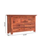 Solid Sheesham Wood Natural 7 Drawers Cabinet, Storage Organizer Sideboard, Kitchen Chest, Cupboard Furniture for Bedroom, Living Room, Home & Office - Image 2
