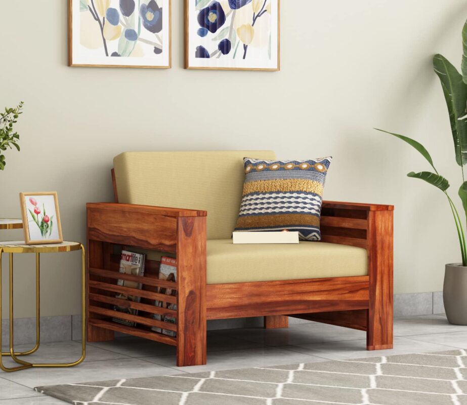 Best 1-seater sofa for Indian living rooms 2026 - Teak wood single seater