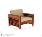 Teak Wood Single Seater Sofa Set for Living Room Home Wooden One Seater Sofa Set Furniture (Honey Finish) - Image 2