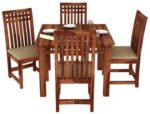 Solid Sheesham Wood Dining Table 4 Seater with Chair Set