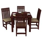 Solid Sheesham Wood Dining Table 4 Seater with Chair Set - Image 2