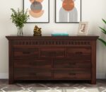 Solid Sheesham Wood Walnut Finish Chest of Drawer - Image 3