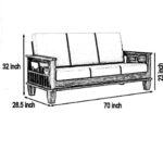 Teak Wood 3 Seater Sofa Set Living Room - Image 2