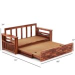 Solid Wood 3 Seater Sofa Cums Bed for Living Room Sofa Cum Bed with Storage Foldable (Honey Finish), 3-Person Sofa, Ivory - Image 2