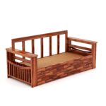 Solid Wood 3 Seater Sofa Cums Bed for Living Room Sofa Cum Bed with Storage Foldable (Honey Finish), 3-Person Sofa, Ivory - Image 5