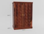 Sheesham Wood Bar Cabinet with Storage Wooden Bar Units for Home Living Room (Honey Finish) - Image 3