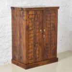 Sheesham Wood Bar Cabinet with Storage Wooden Bar Units for Home Living Room (Honey Finish) - Image 4
