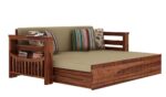 Teak wood sofa cum bed for home, convertible furniture
