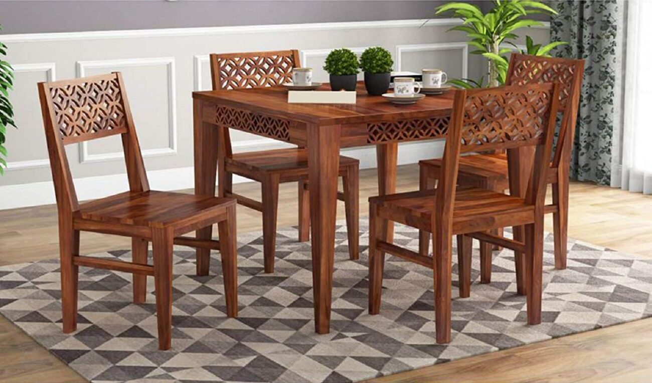 sheesham wood dining table 4 seater set with chairs