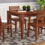 Sheesham Wood Dining Table 4 Seater Set with Chair