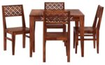 Sheesham Wood Dining Table 4 Seater Set with Chair - Image 2