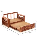 Solid Sheesham Wood 2 Seater Sofa Bed for Home Living Room - Image 2