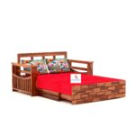 Solid Sheesham Wood 2 Seater Sofa Bed for Home Living Room - Image 3