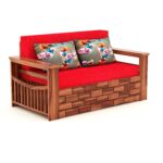 Solid Sheesham Wood 2 Seater Sofa Bed for Home Living Room - Image 5