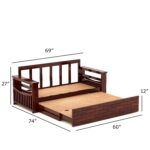 Sheesham Teak Wood 3 Seater Sofa Cums Bed for Home Sofa Cum Bed with Storage (Mahogany Finish) - Image 2