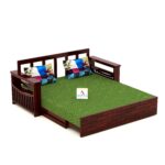 Sheesham Teak Wood 3 Seater Sofa Cums Bed for Home Sofa Cum Bed with Storage (Mahogany Finish) - Image 3